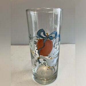 (1) MARMALADE INTL CHINA Blue Ribbon Geese & Fruit Vintage Clear Drinking Glass